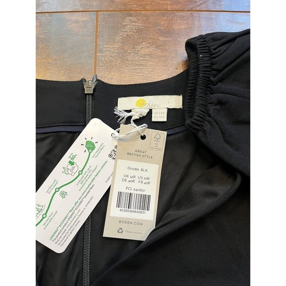 Boden Black V-Neck Jersey Tea Casual Dress NWT Sz 10 - Picture 9 of 11